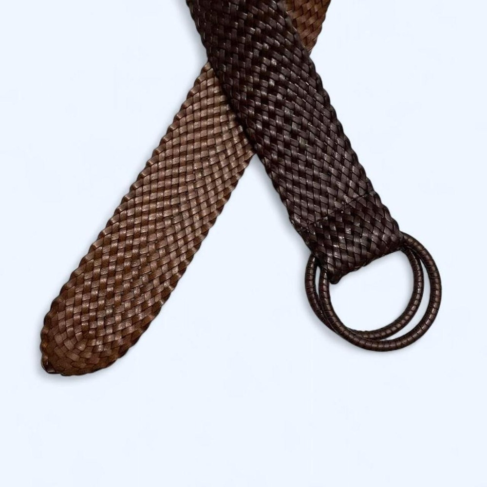 Brown woven wide leather waist belt - Picture 4 of 4